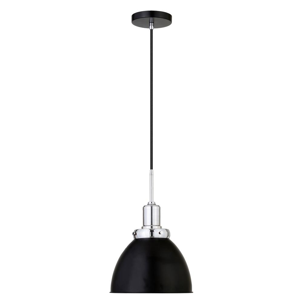 Madison 12" Wide Pendant with Metal Shade in Blackened Bronze/Polished Nickel/Blackened Bronze. Picture 1