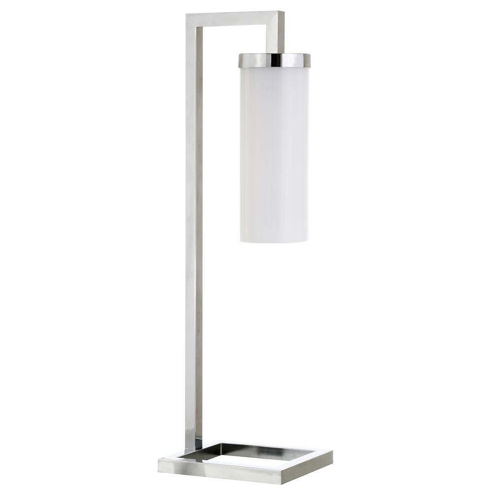 Malva 26" Tall Table Lamp with Glass Shade in Polished Nickel/White Milk. Picture 1