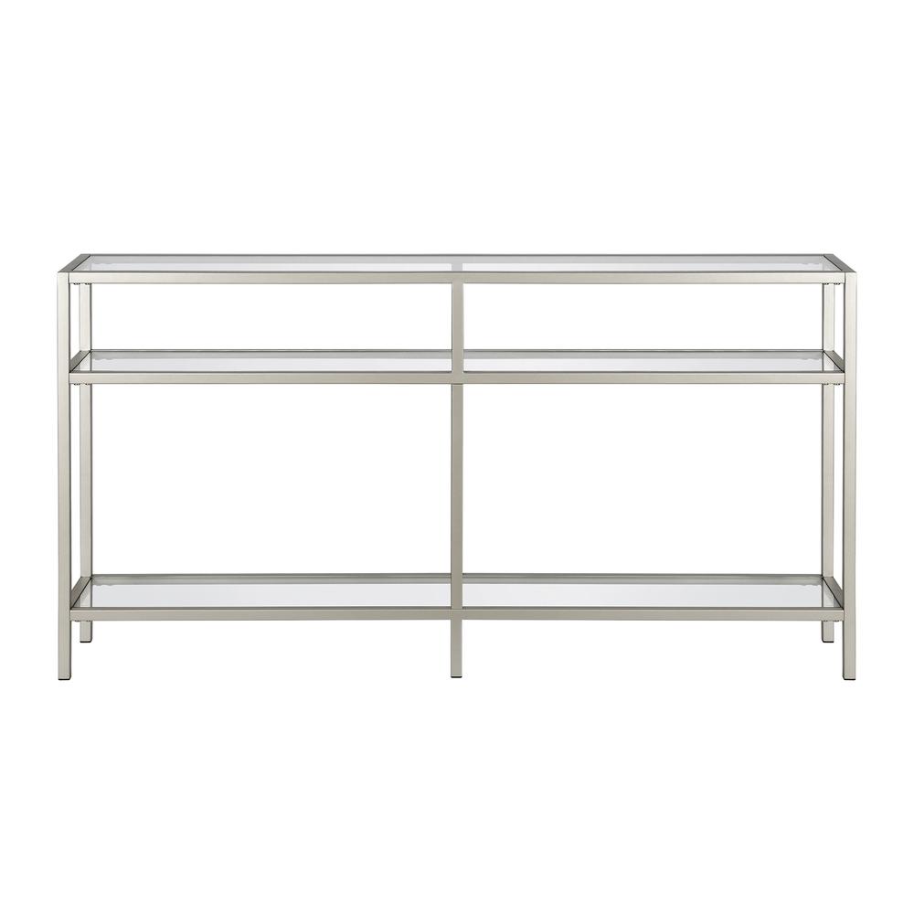 Sivil 55'' Wide Rectangular Console Table in Satin Nickel. Picture 3