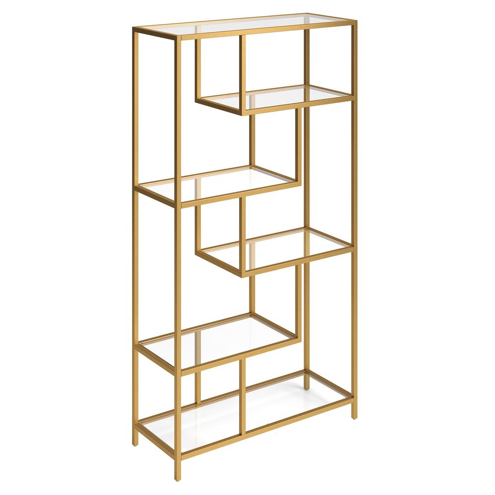 Isla 68'' Tall Rectangular Bookcase in Gold. Picture 1