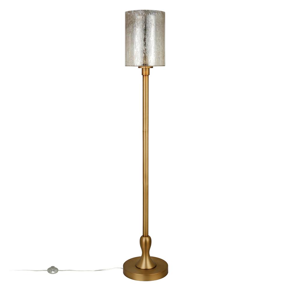 Numit 68.75" Tall Floor Lamp with Glass Shade in Brass/Mercury Glass. Picture 3