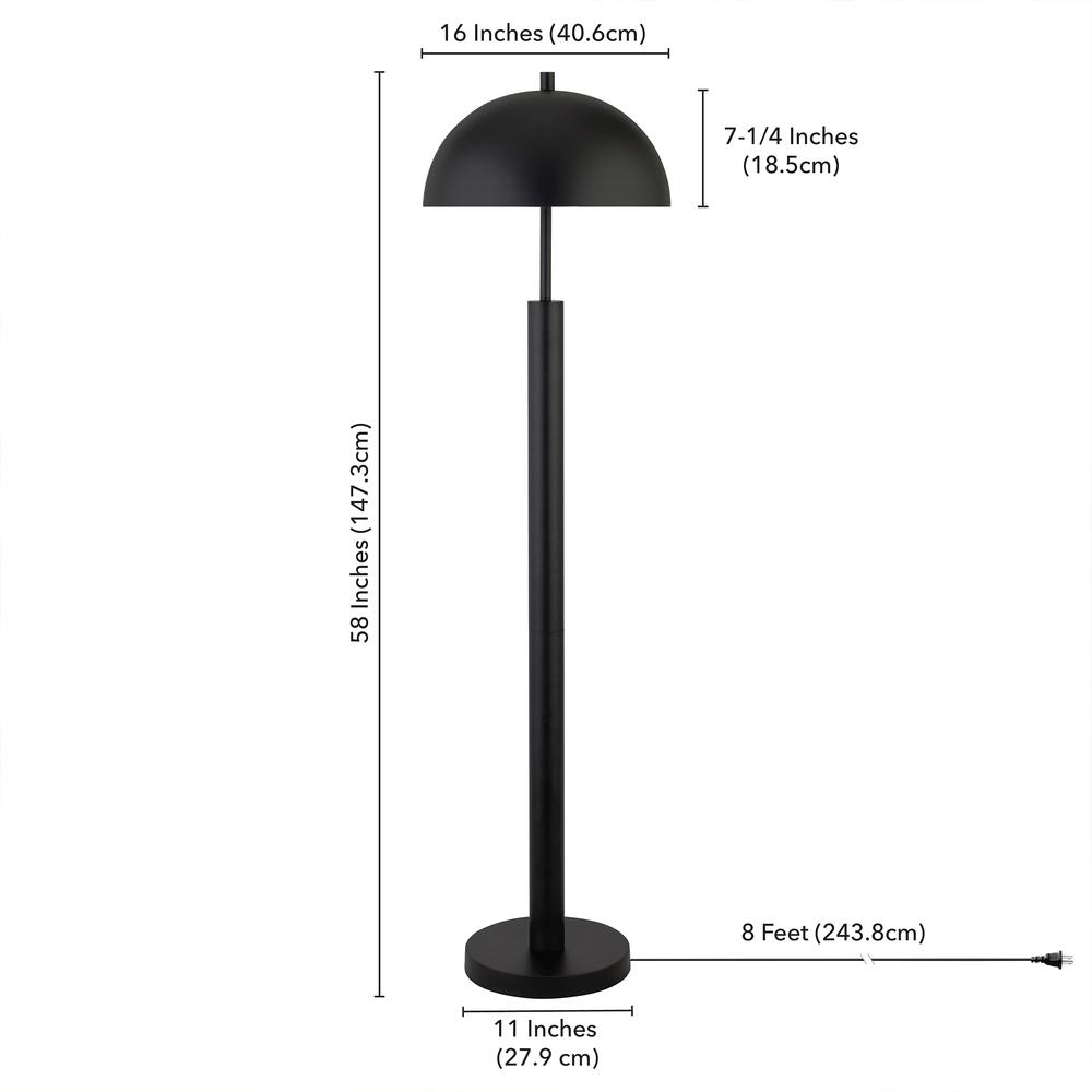 York 58" Tall Floor Lamp with Metal Shade in Blackened Bronze. Picture 5