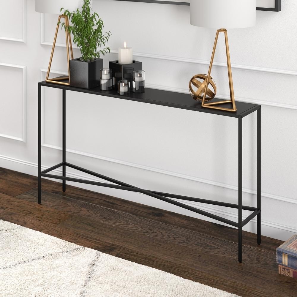 Henley 55'' Wide Rectangular Console Table with Metal Top in Blackened Bronze. Picture 2