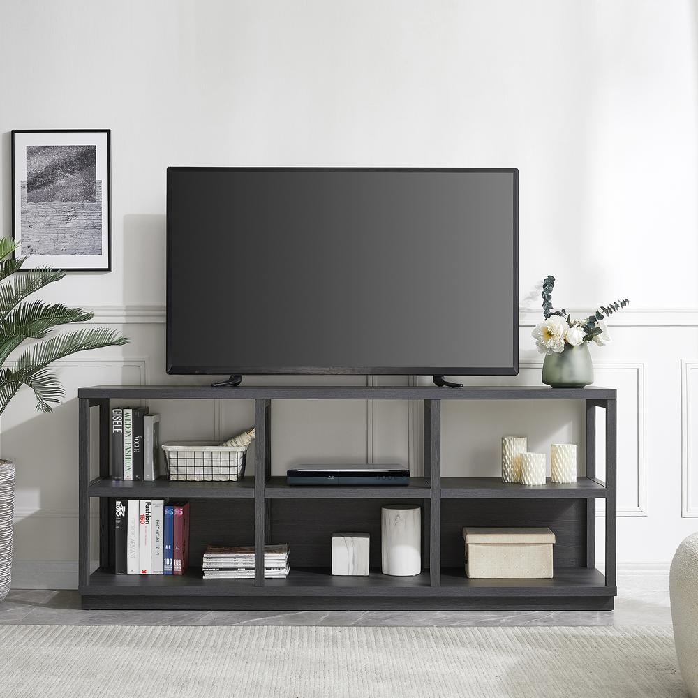 Thalia Rectangular TV Stand for TV's up to 80" in Charcoal Gray. Picture 4
