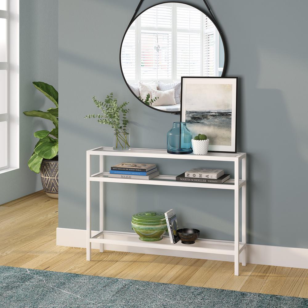 Sivil 42'' Wide Rectangular Console Table in White. Picture 4