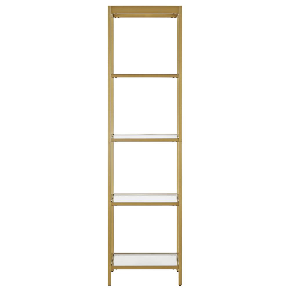 Alexis 18'' Wide Rectangular Bookcase in Brass. Picture 3