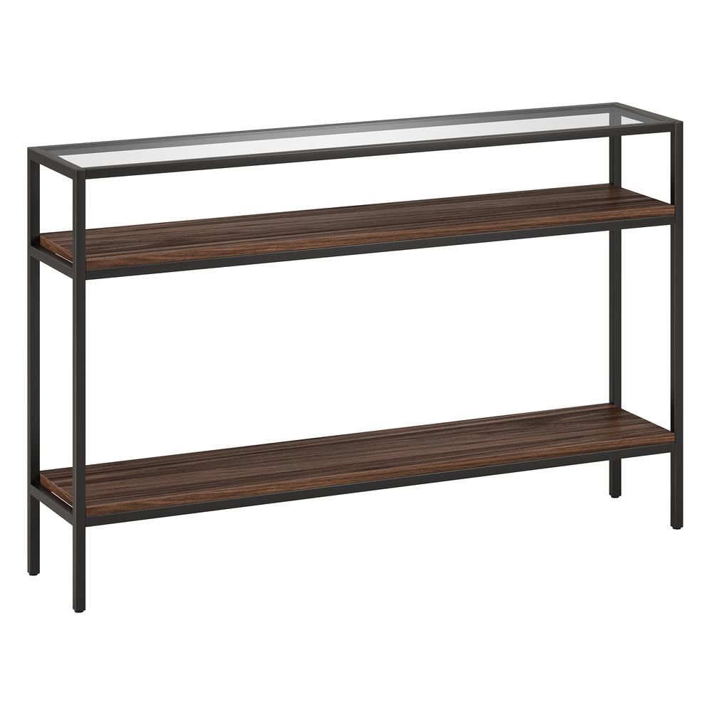 Felicia 47.6'' Wide Rectangular Console Table in Blackened Bronze/Walnut. Picture 1