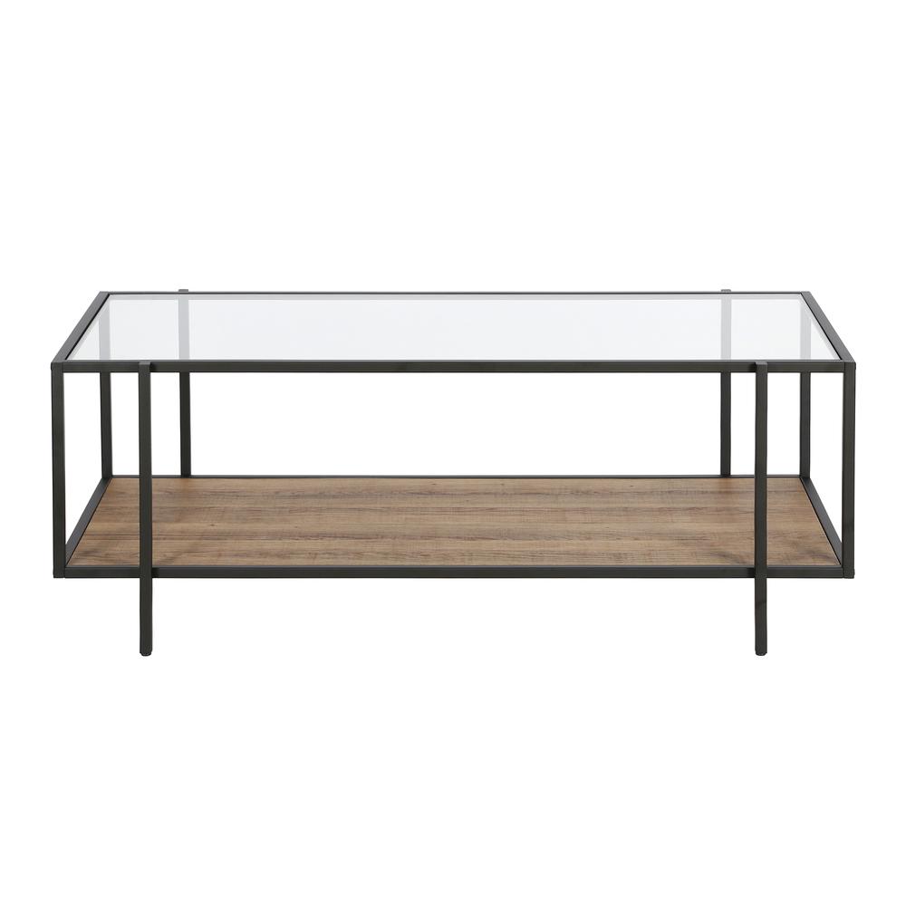 Vireo 45'' Wide Rectangular Coffee Table with MDF Shelf in Blackened Bronze/Rustic Oak. Picture 3