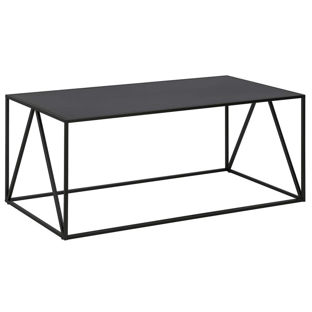 Pia 45" Wide Rectangular Coffee Table in Blackened Bronze. Picture 1