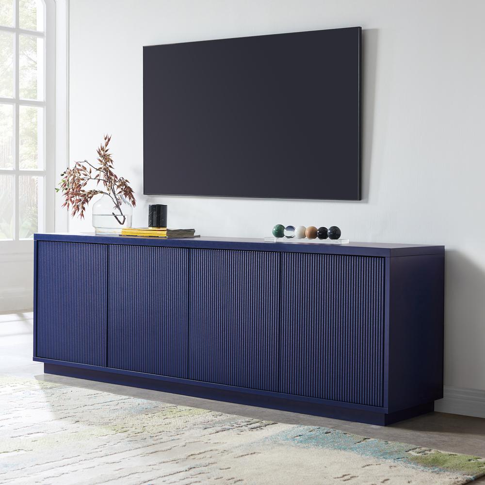 Hanson Rectangular TV Stand for TV's up to 75" in Dark Blue. Picture 4