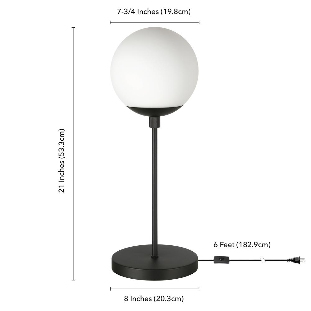 Theia 21" Tall Globe & Stem Table Lamp with Glass Shade in Blackened Bronze/Clear. Picture 4
