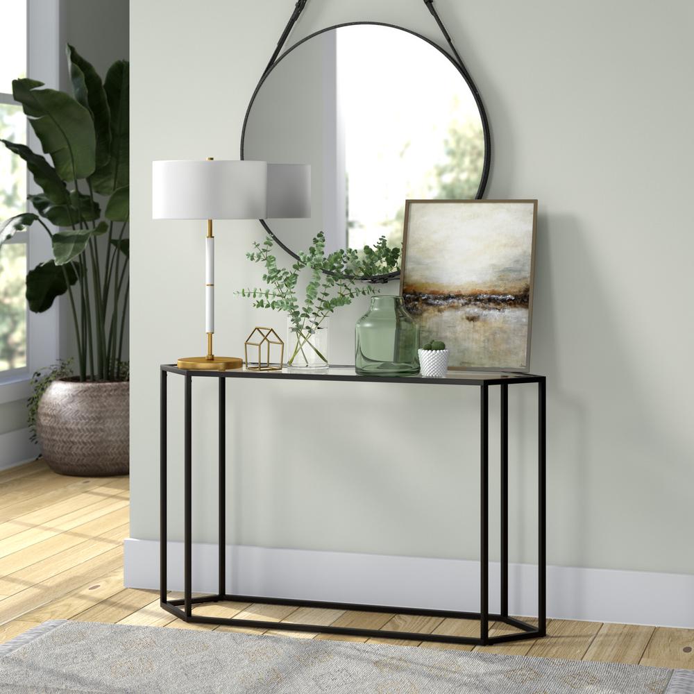 Beck 48'' Wide Hexagonal Console Table in Blackened Bronze. Picture 4