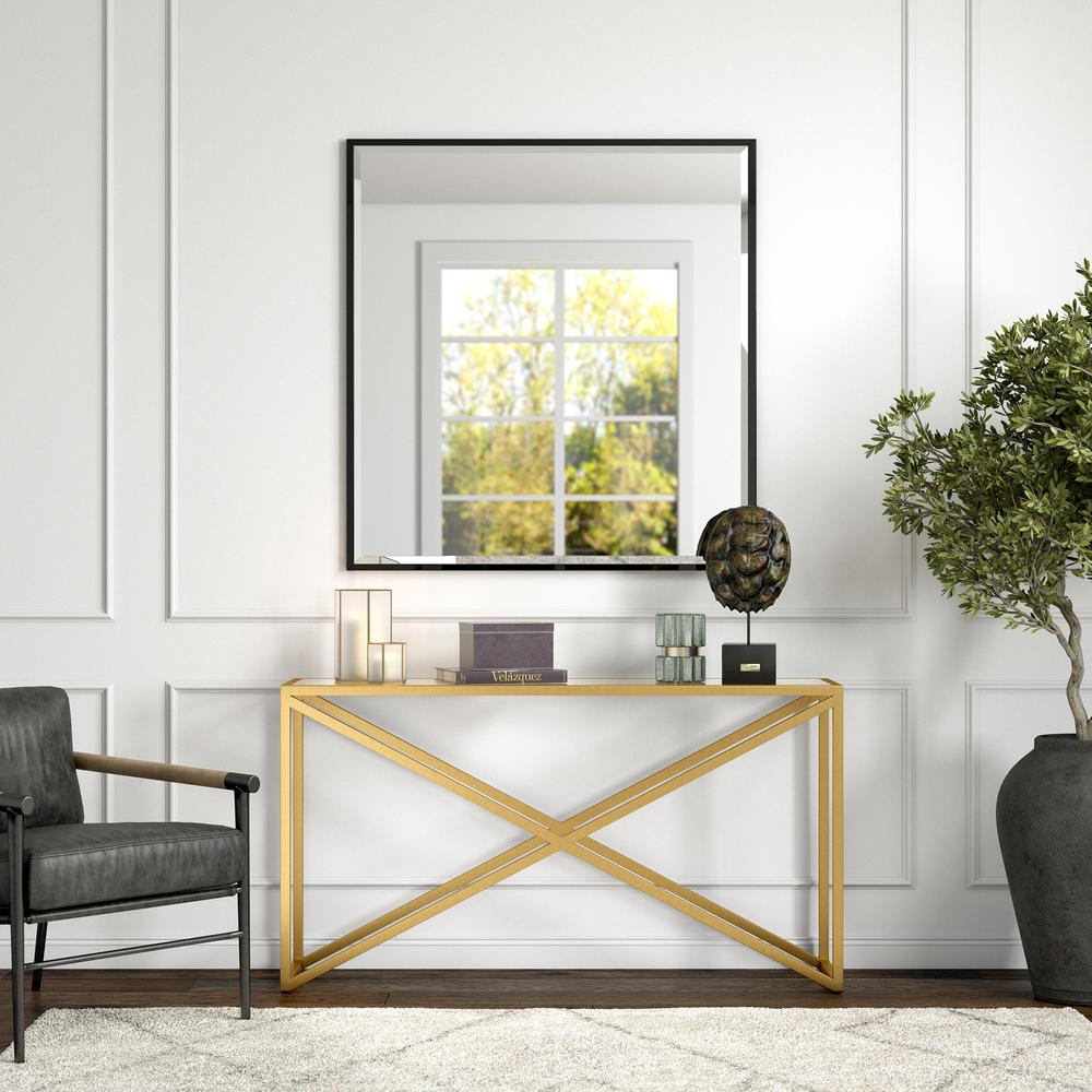 Calix 55'' Wide Rectangular Console Table in Brass. Picture 4