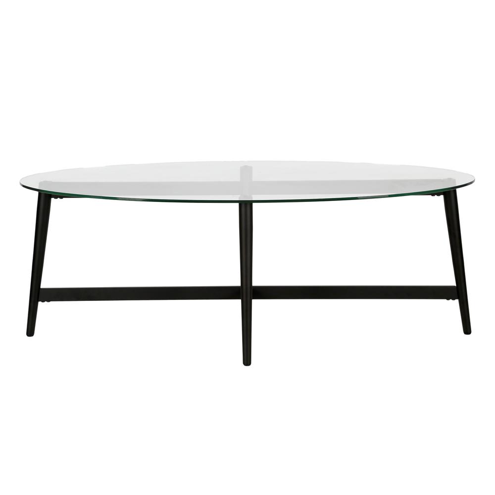 Olson 50.5'' Wide Oval Coffee Table in Blackened Bronze. Picture 3