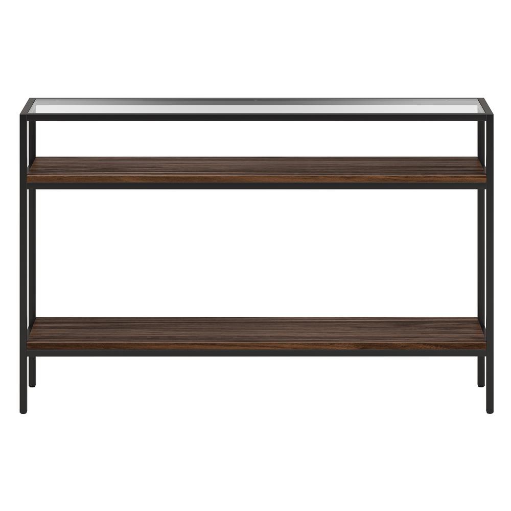 Felicia 47.6'' Wide Rectangular Console Table in Blackened Bronze/Walnut. Picture 3