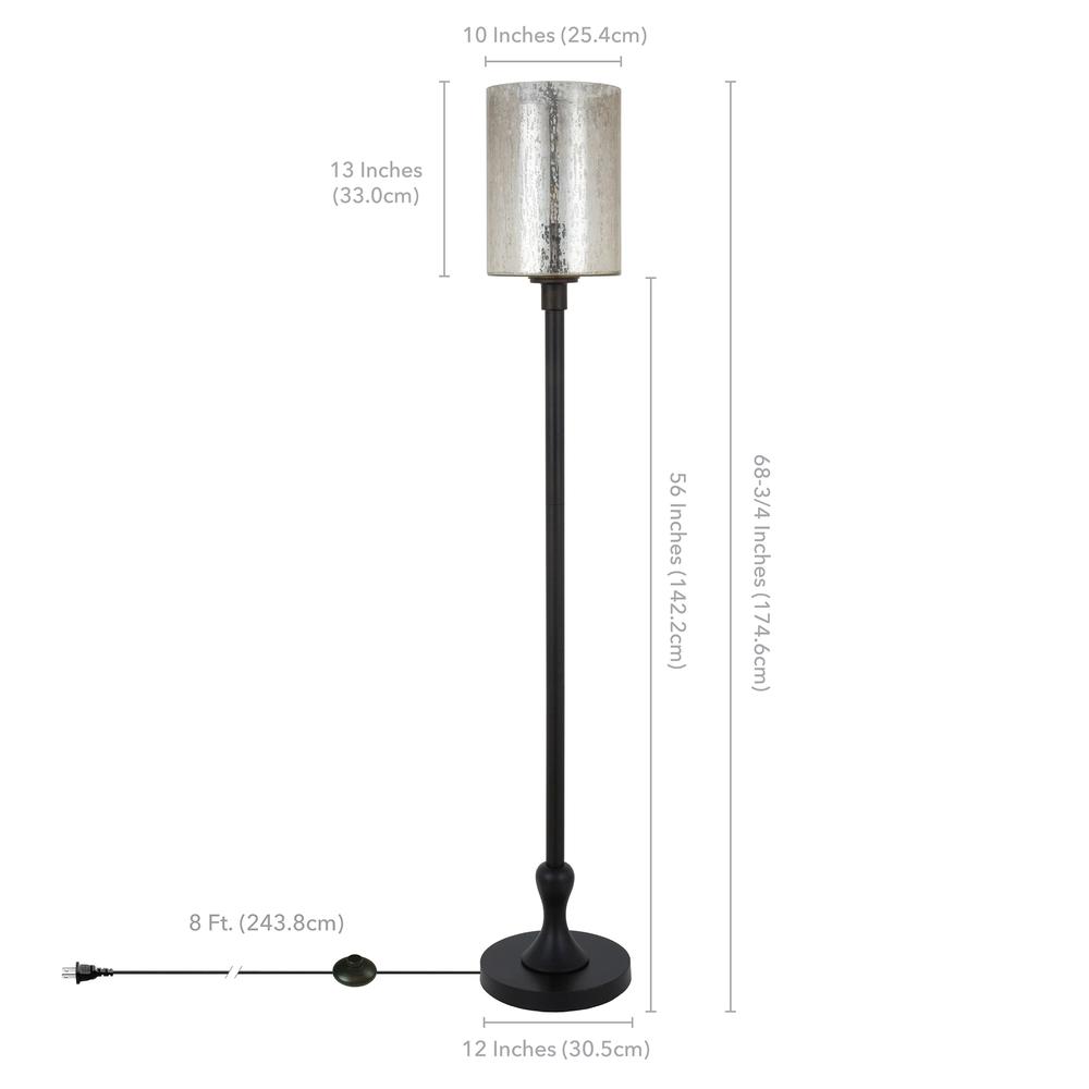 Numit 68.75" Tall Floor Lamp with Glass Shade in Blackened Bronze/Mercury Glass. Picture 5