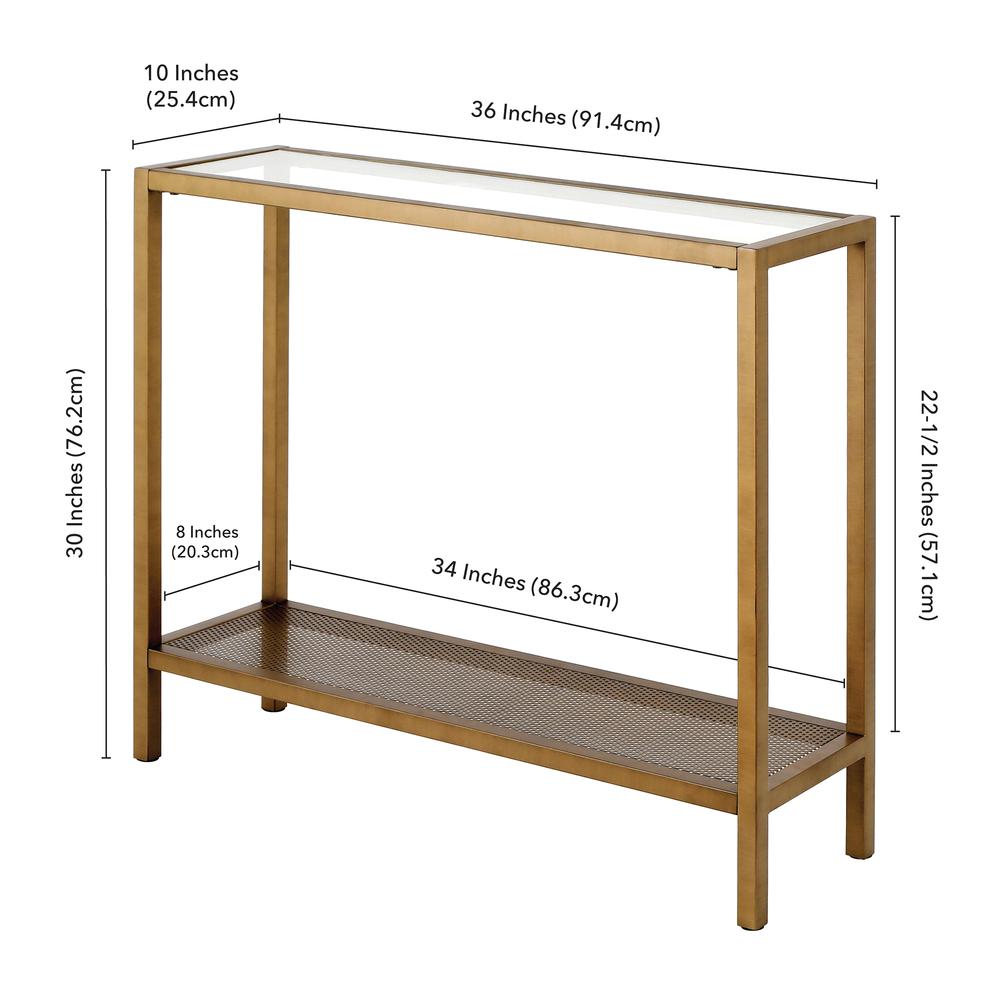 Rigan 36'' Wide Rectangular Console Table in Brass. Picture 5