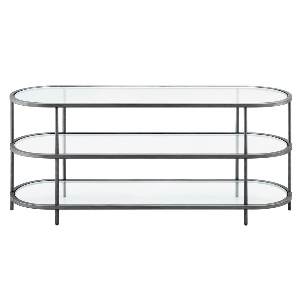 Leif Oval TV Stand for TV's up to 60" in Aged Steel. Picture 3