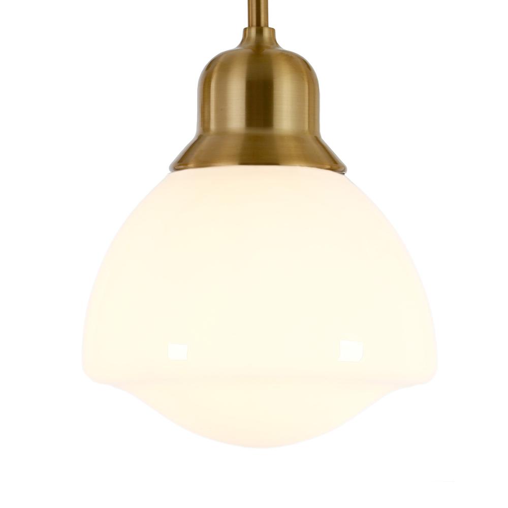 Brooks 8.12" Wide Pendant with Glass Shade in Brass/White Milk. Picture 3