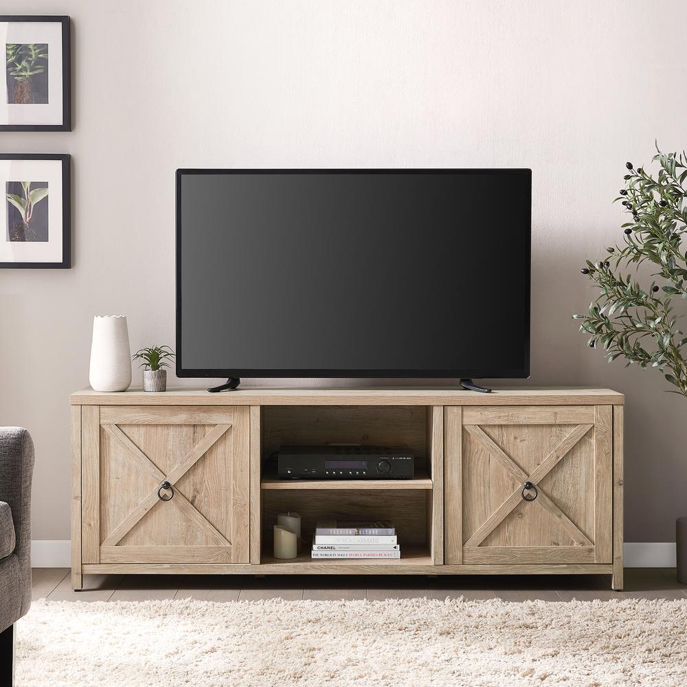 Granger Rectangular TV Stand for TV's up to 80" in White Oak. Picture 4