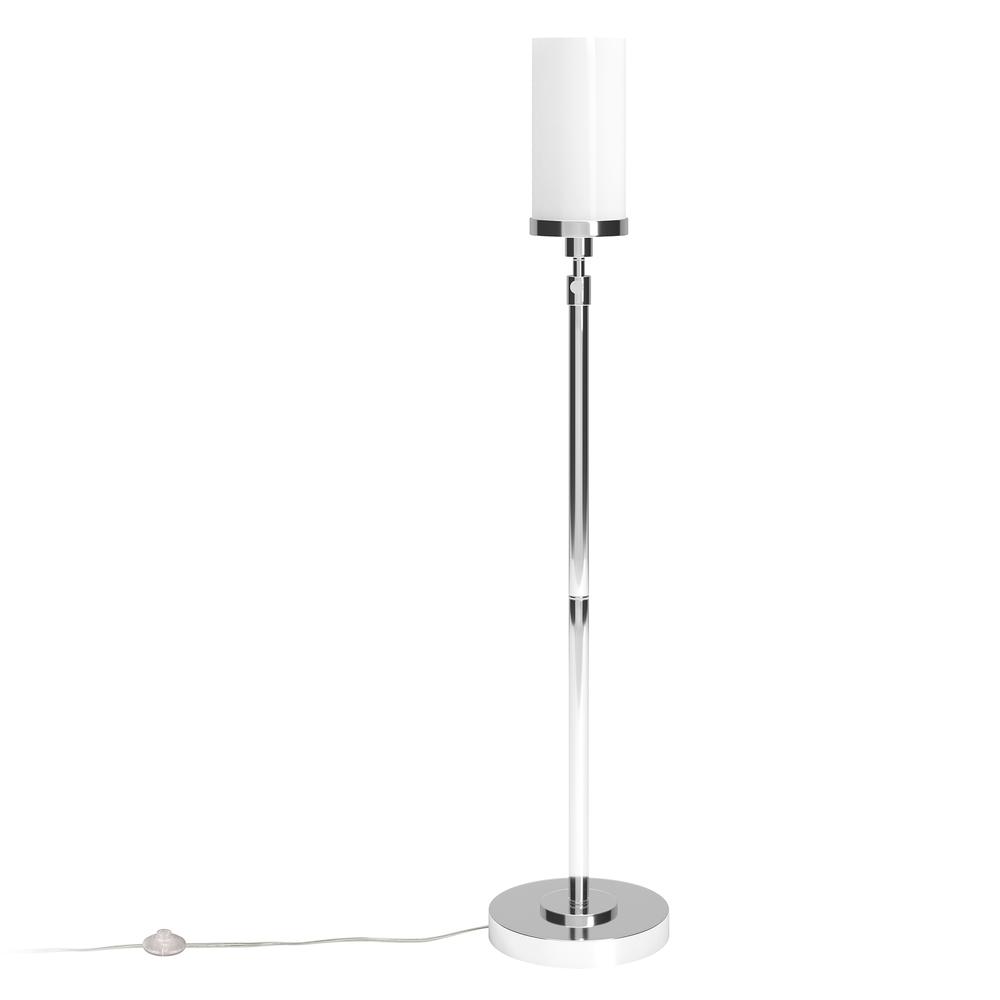 Frieda 66" Tall Floor Lamp with Glass Shade in Polished Nickel/White Milk. Picture 3