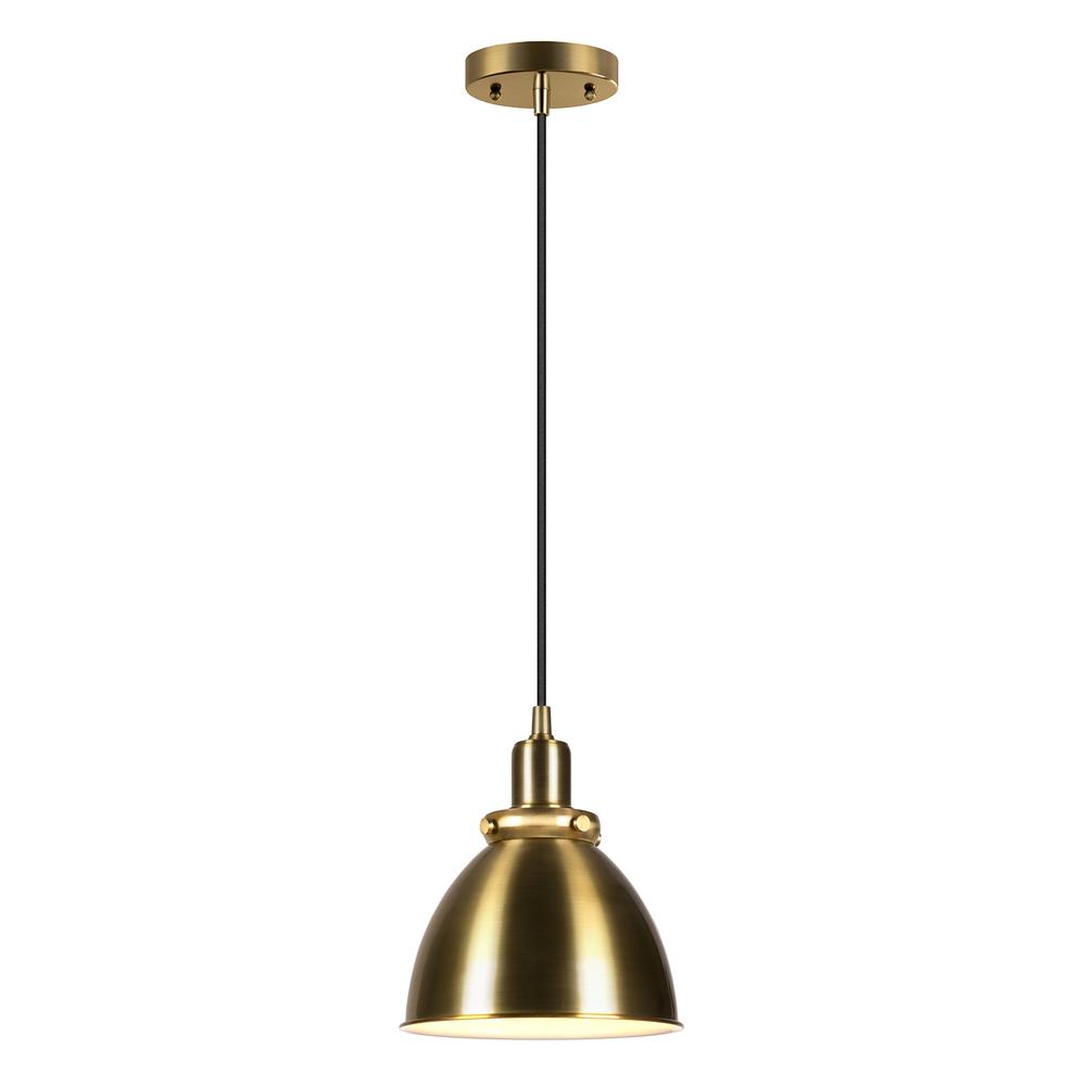 Madison 8" Wide Pendant with Metal Shade in Brass/Brass. Picture 3