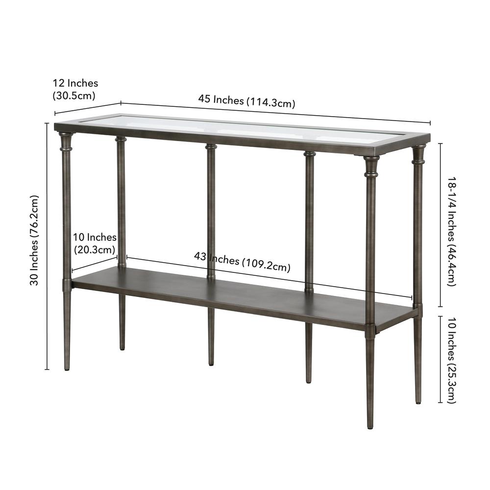 Dafna 45'' Wide Rectangular Console Table in Aged Steel. Picture 5