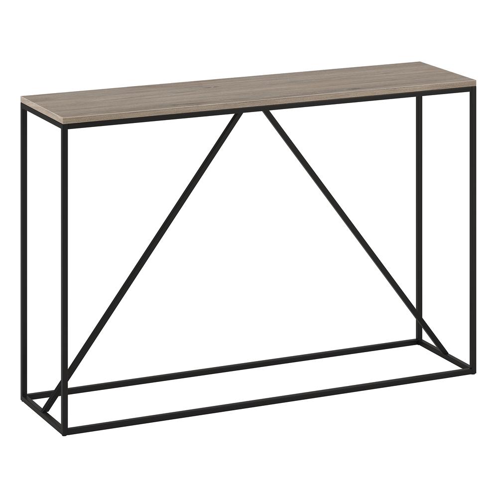 Nia 45" Wide Rectangular Console Table in Blackened Bronze/Antiqued Gray Oak. Picture 1