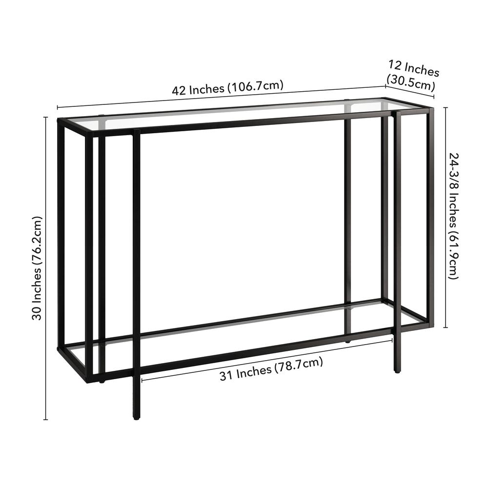 Vireo 42'' Wide Rectangular Console Table with Glass Shelf in Blackened Bronze. Picture 5