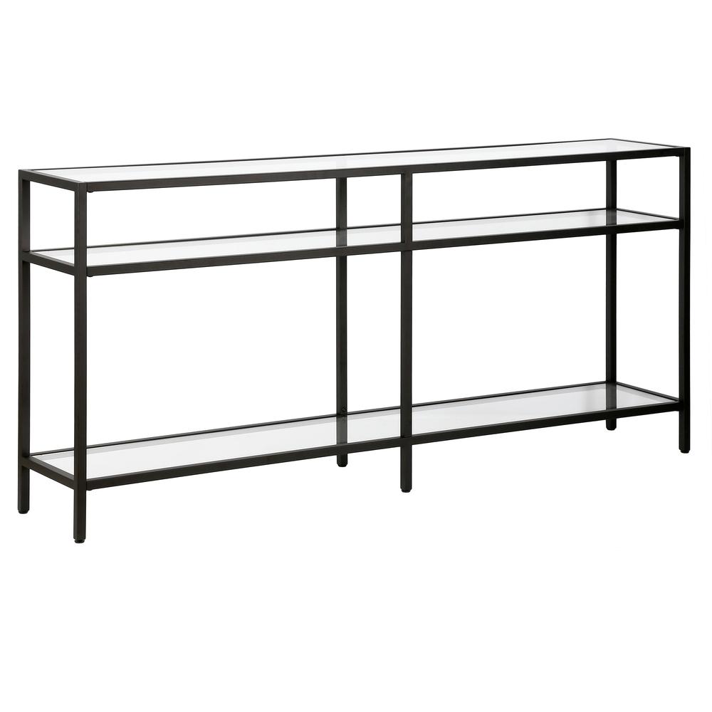Sivil 64'' Wide Rectangular Console Table in Blackened Bronze. Picture 1