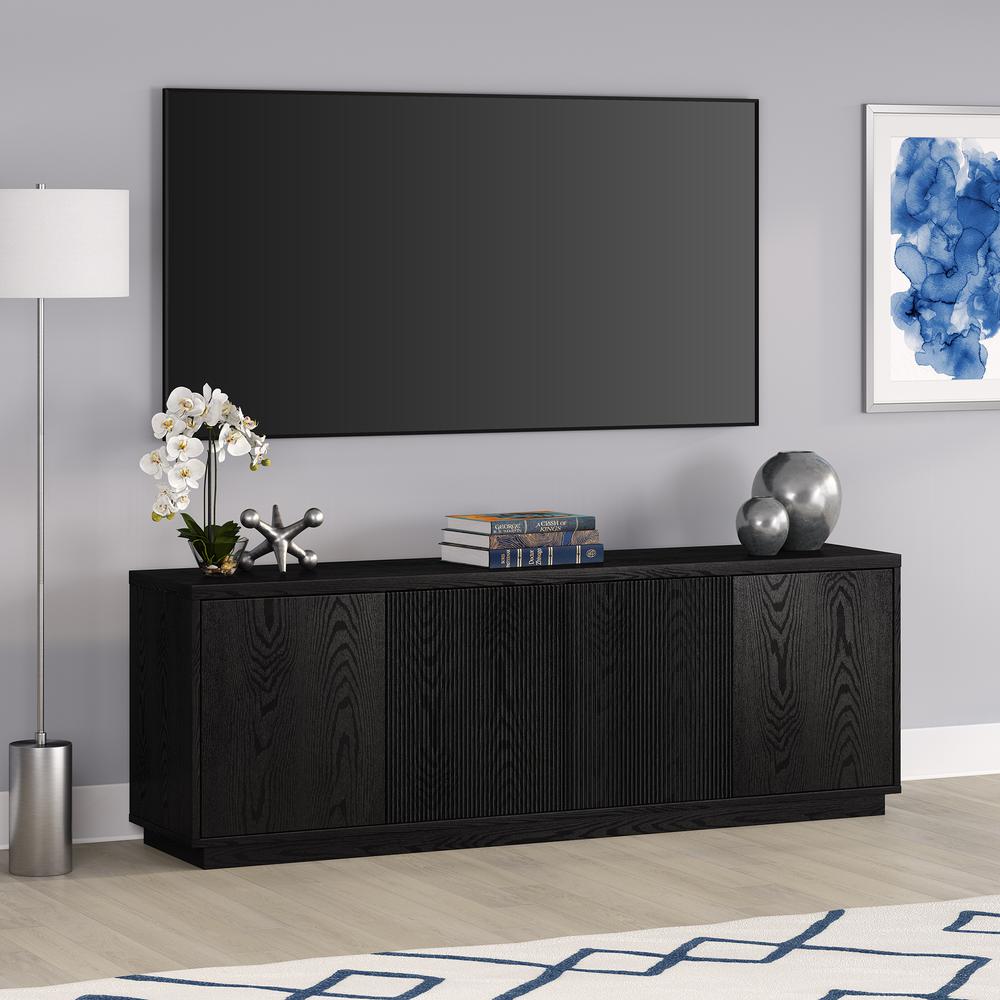 Norwell Rectangular TV Stand for TV's up to 75" in Black Grain. Picture 4