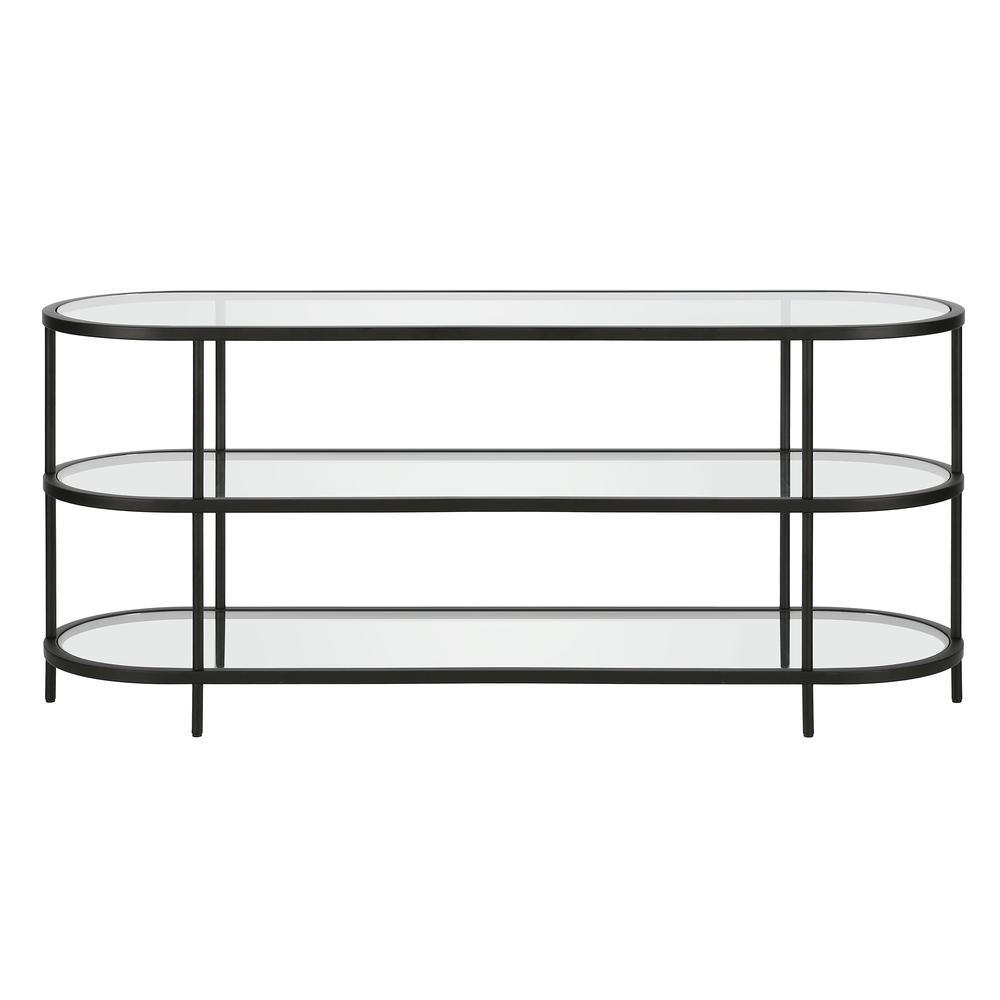 Leif Oval TV Stand for TV's up to 60" in Blackened Bronze. Picture 3