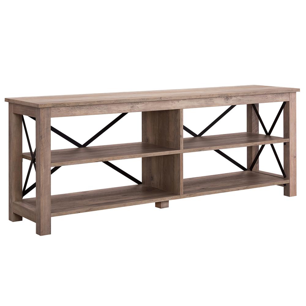 Sawyer Rectangular TV Stand for TV's up to 70" in Gray Oak. Picture 1