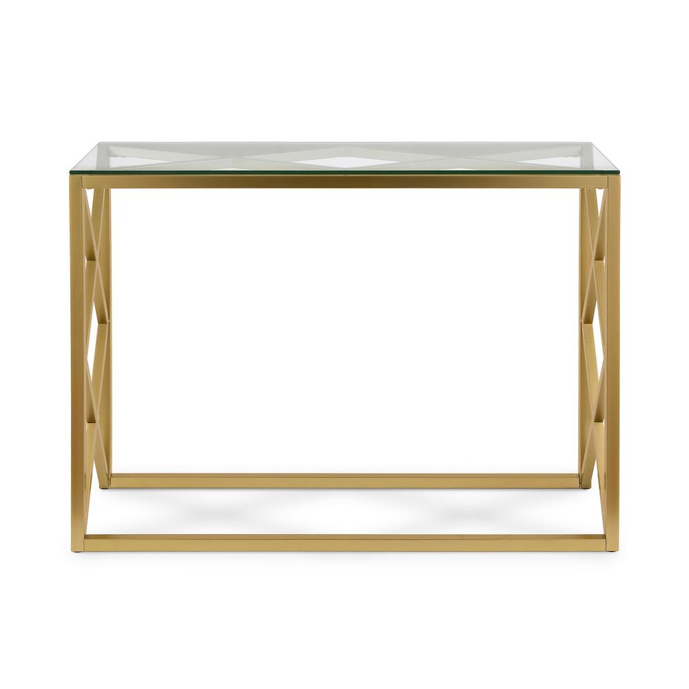 Dixon 42'' Wide Rectangular Console Table in Brass. Picture 4