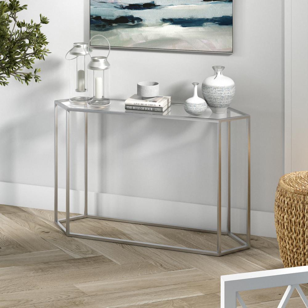 Beck 48'' Wide Hexagonal Console Table in Silver. Picture 2