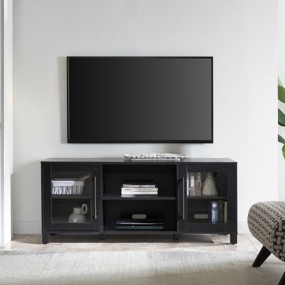 Quincy Rectangular TV Stand for TV's up to 65" in Black Grain. Picture 4