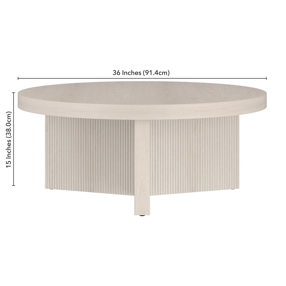 Holm 36" Wide Round Coffee Table in Alder White. Picture 5