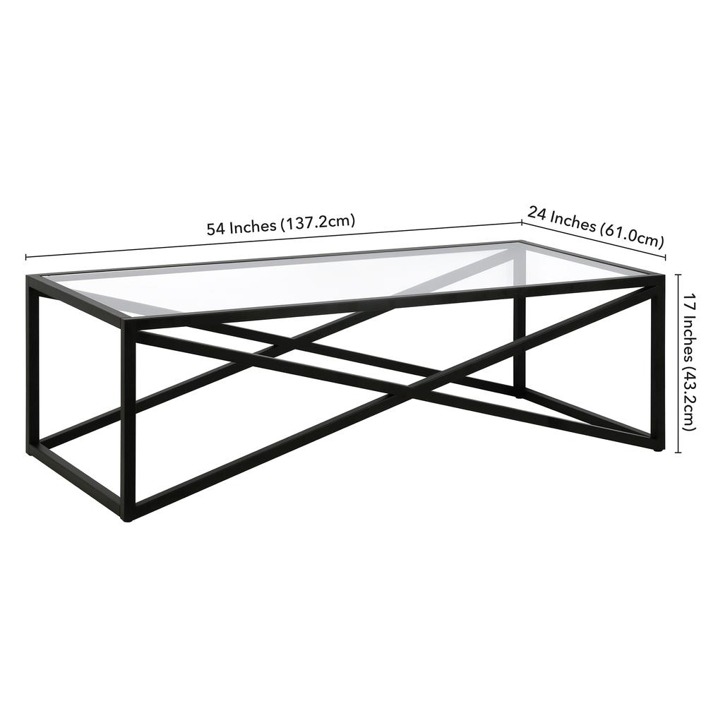 Calix 54'' Wide Rectangular Coffee Table in Blackened Bronze. Picture 5