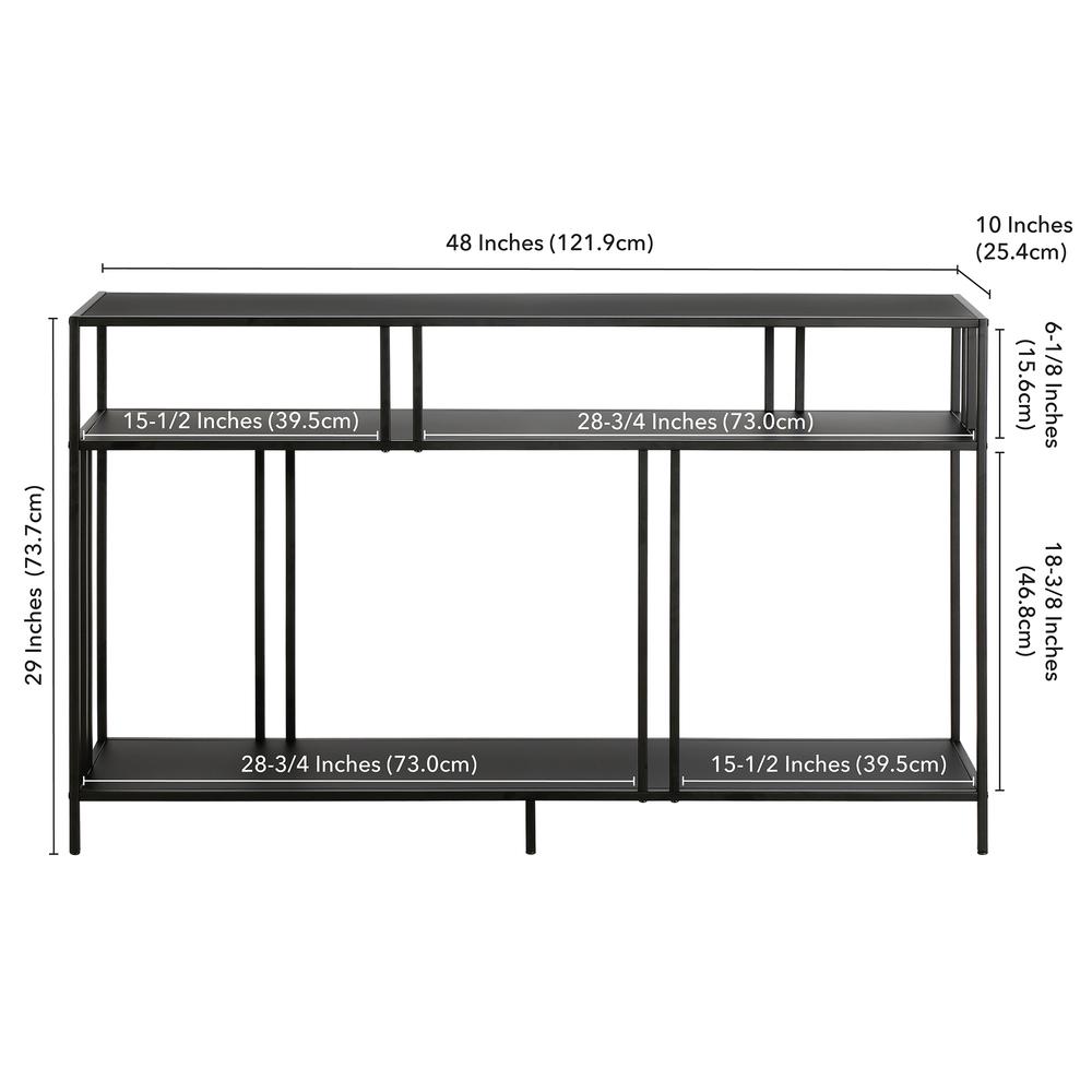 Cortland 48'' Wide Rectangular Console Table with Metal Shelves in Blackened Bronze. Picture 5
