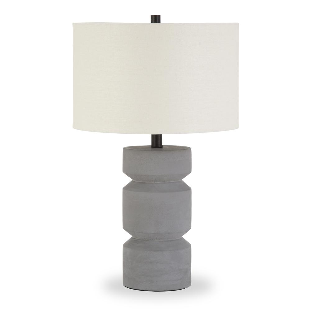 Reyna 23.5" Tall Table Lamp with Fabric Shade in Concrete/White. Picture 1