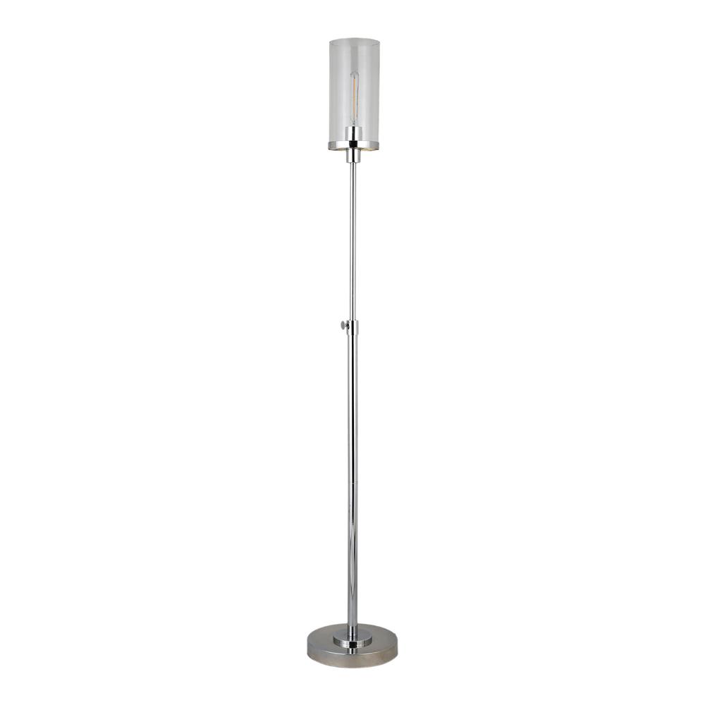 Frieda 66" Tall Floor Lamp with Glass Shade in Polished Nickel/Clear. Picture 1