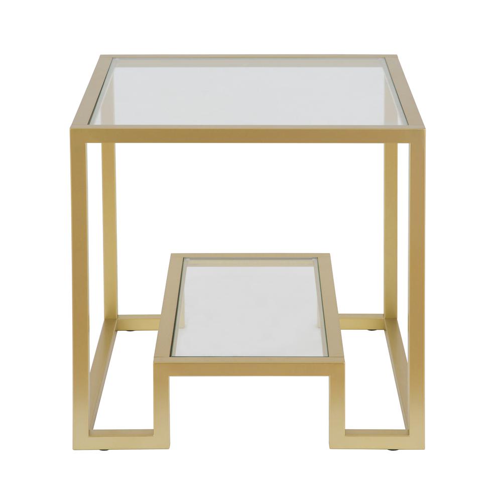 Athena 22'' Wide Square Side Table in Brass. Picture 3