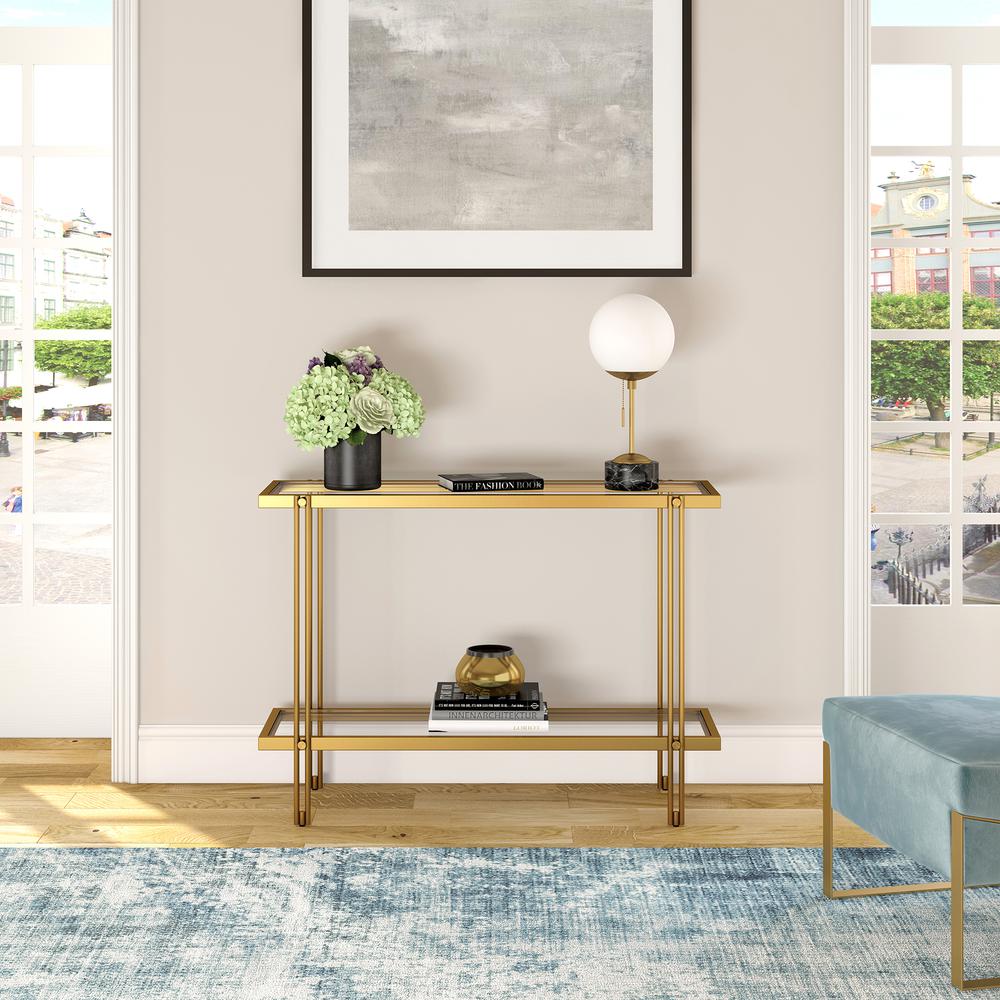 Inez 42'' Wide Rectangular Console Table in Brass. Picture 4