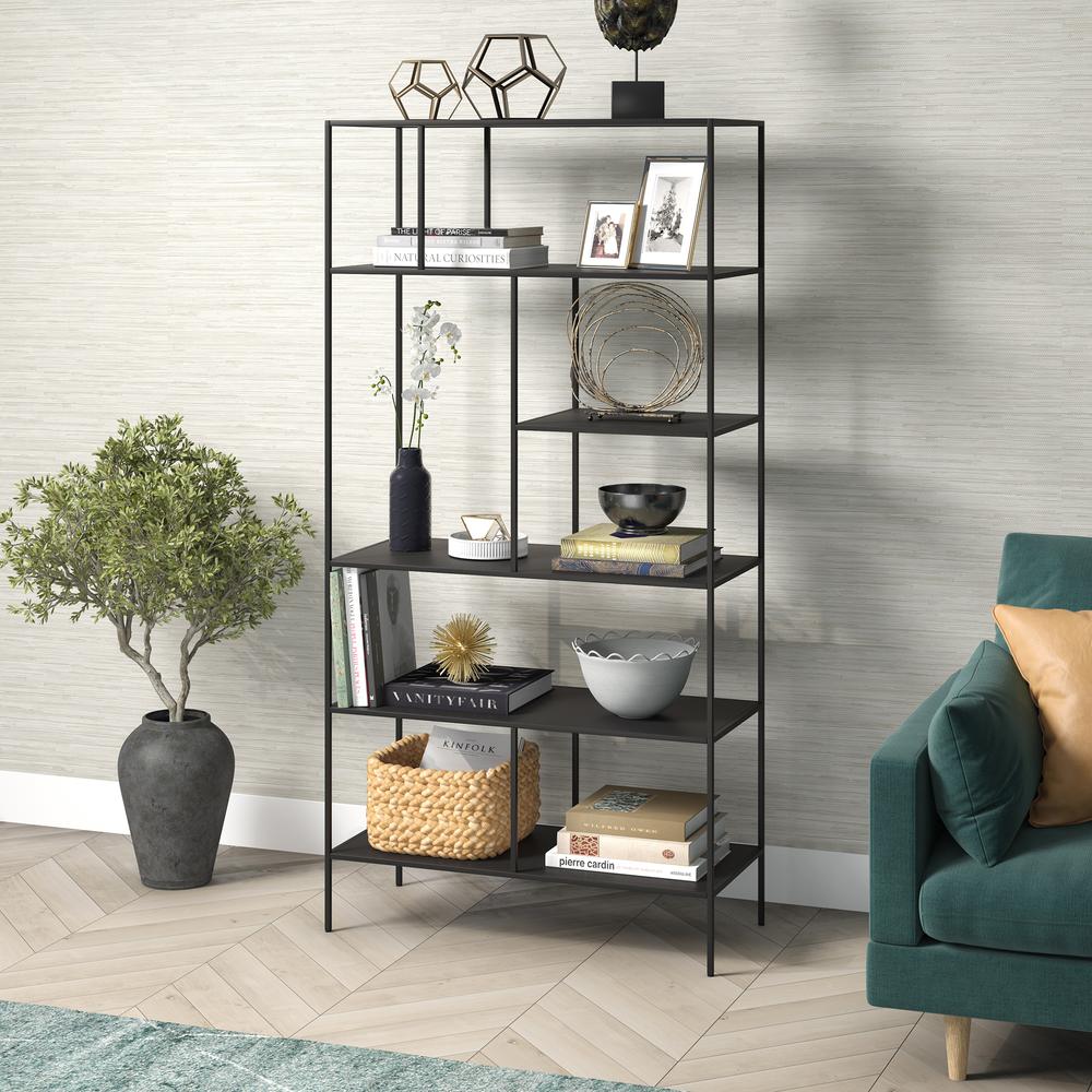 Winslow 72" Tall Rectangular Bookcase in Blackened Bronze. Picture 3