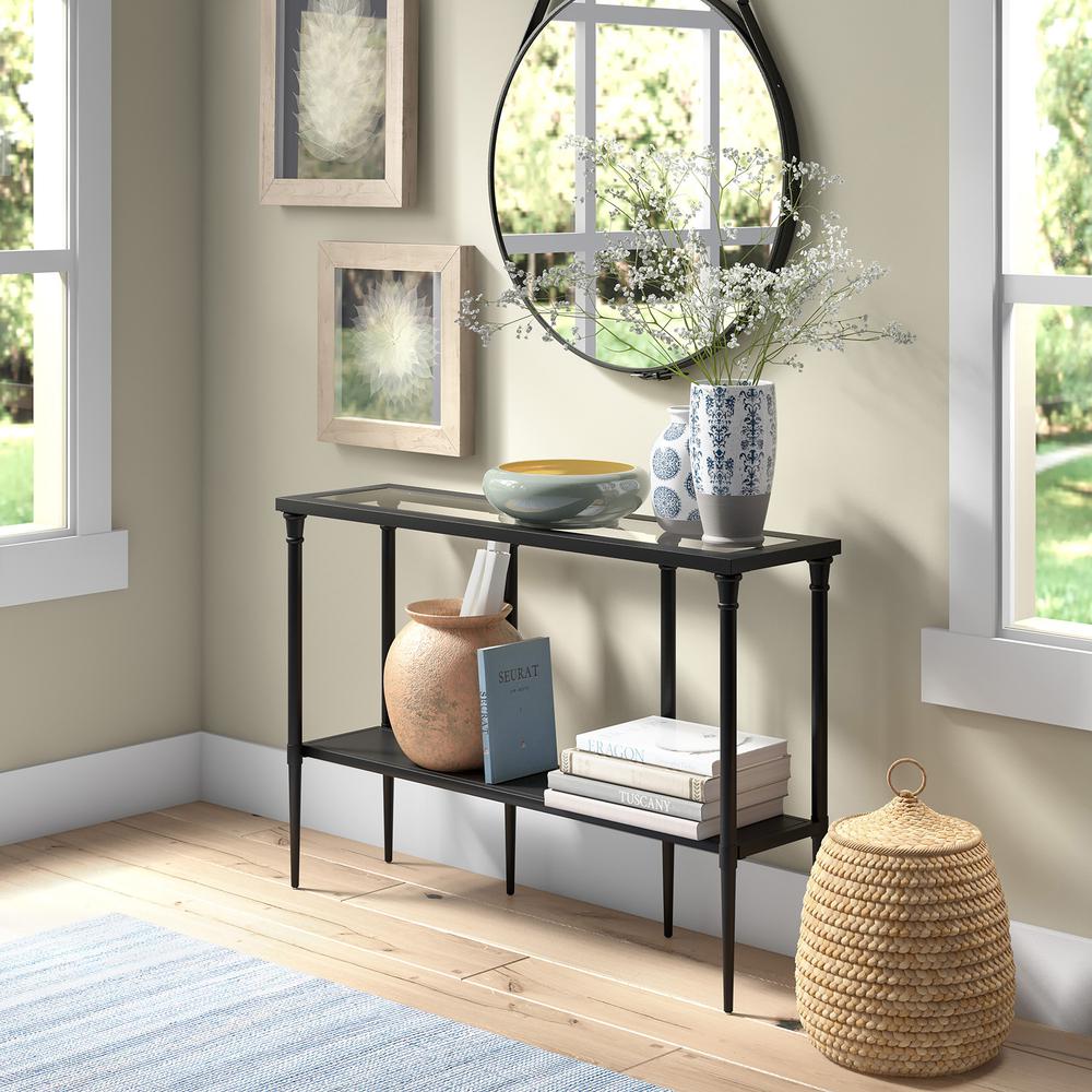 Dafna 45'' Wide Rectangular Console Table in Blackened Bronze. Picture 4