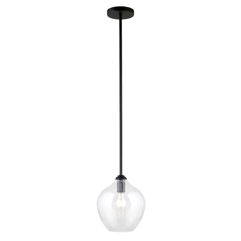 Marisa 8.63" Wide Pendant with Glass Shade in Blackened Bronze/Clear. Picture 3
