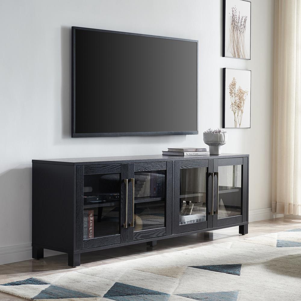 Quincy Rectangular TV Stand for TV's up to 80" in Black Grain. Picture 2