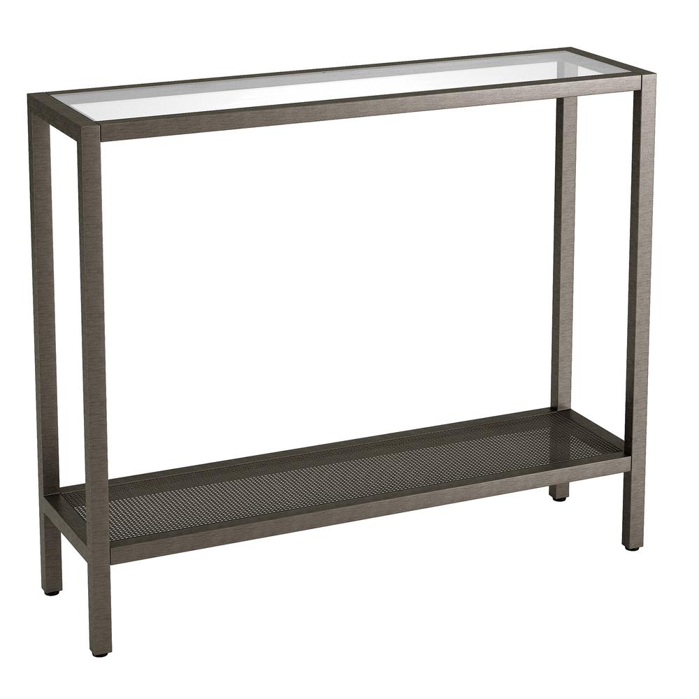 Rigan 36'' Wide Rectangular Console Table in Aged Steel. Picture 1