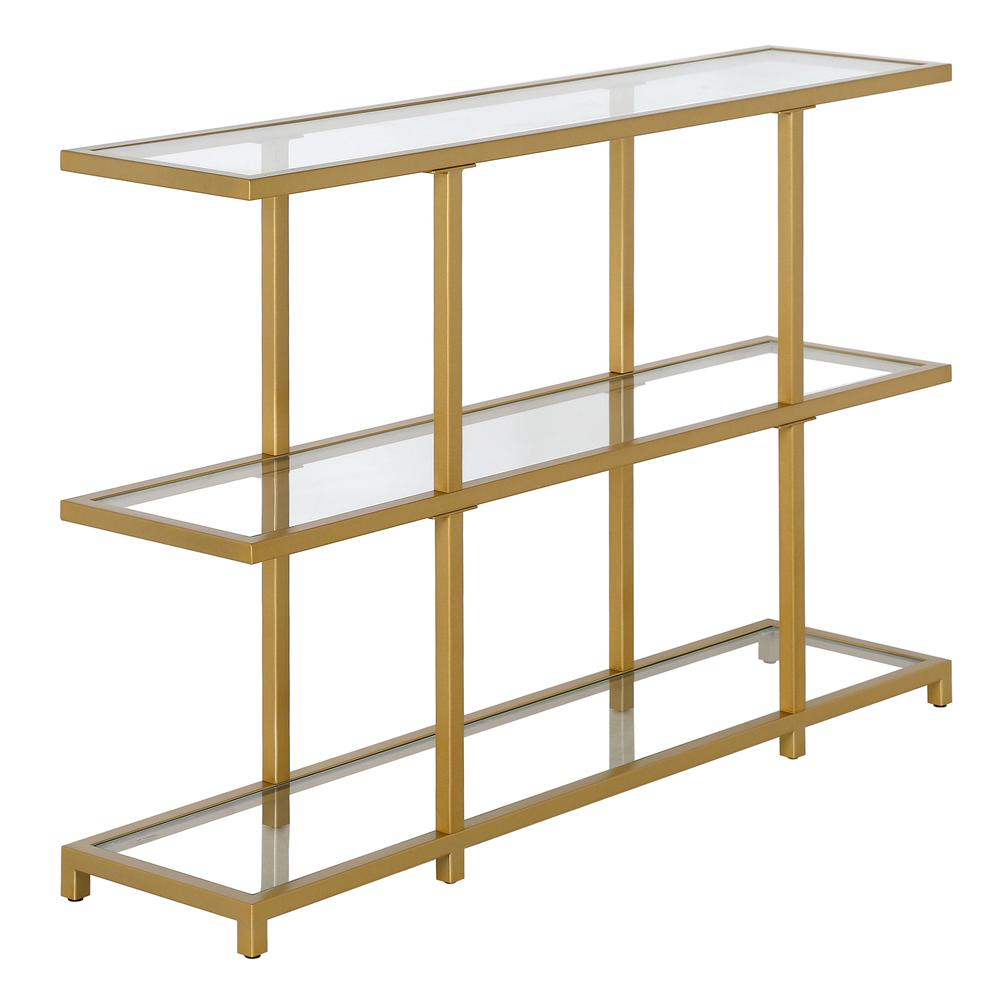 Greenwich 42'' Wide Rectangular Console Table in Brass. Picture 1