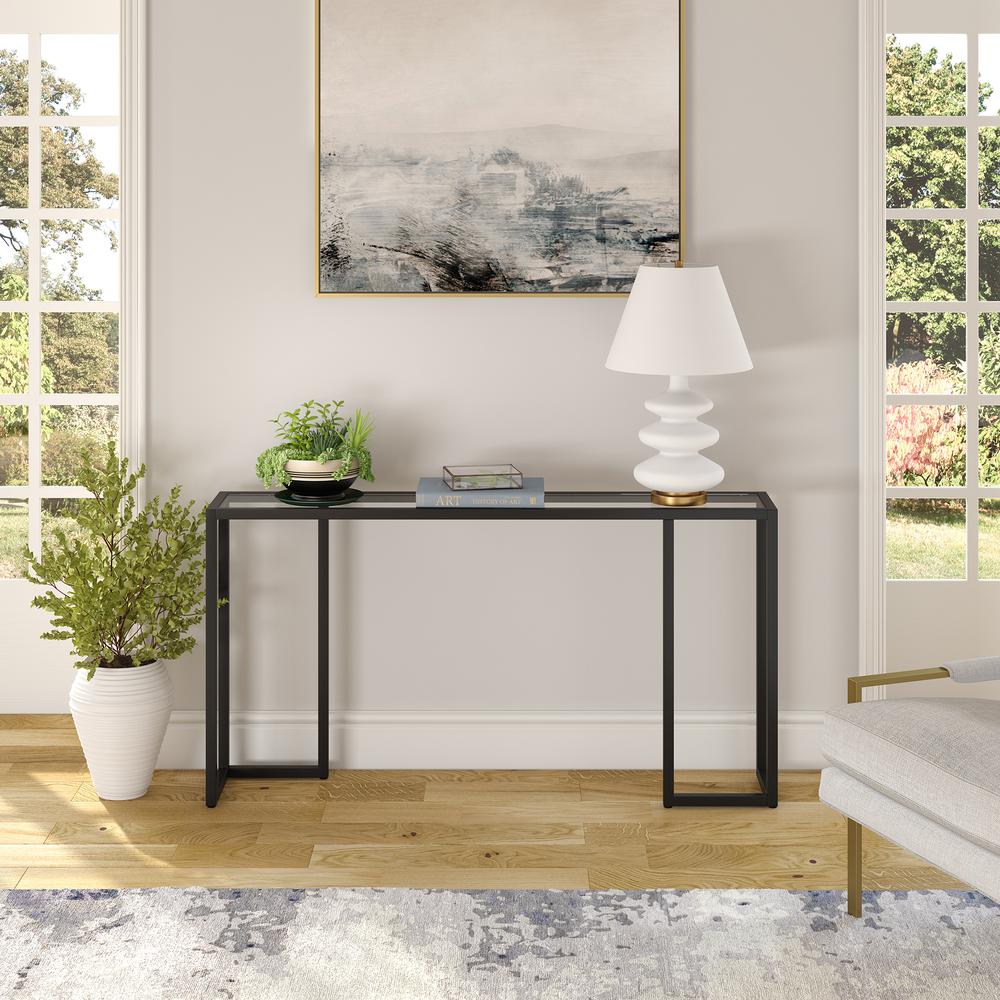 Oscar 55'' Wide Rectangular Console Table in Blackened Bronze. Picture 4